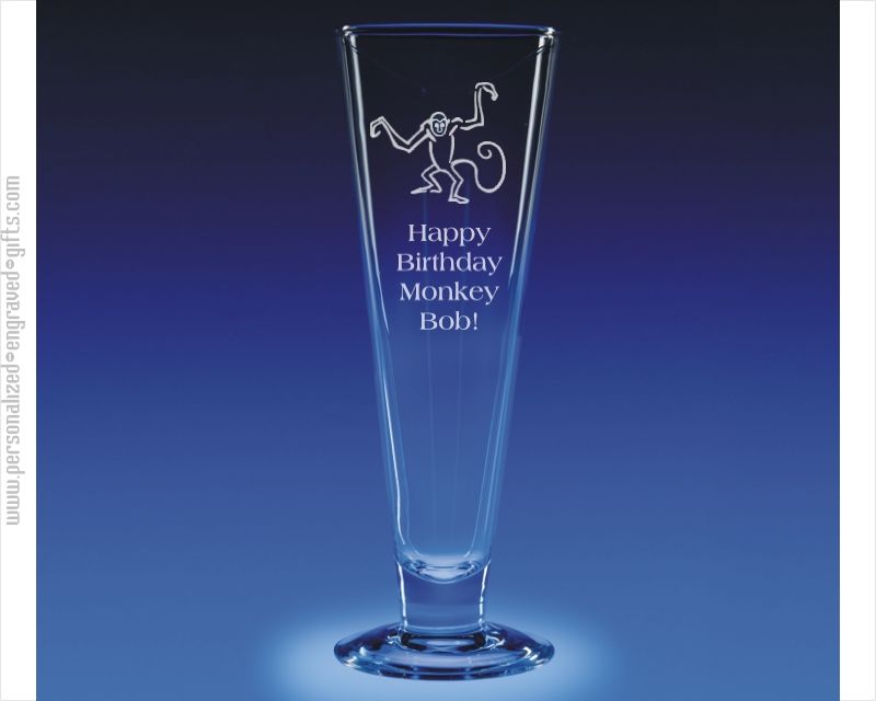 500ml Stemmed Beer Glass With Angel of the North Design & Personalisation 