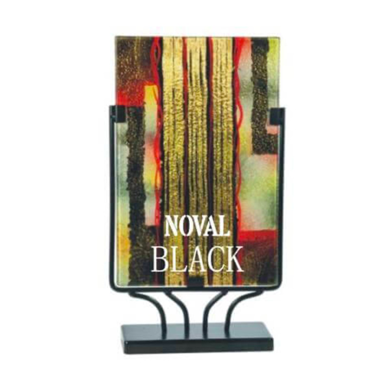 Personalized Gold Striped Art Glass Rectangle Plate Award