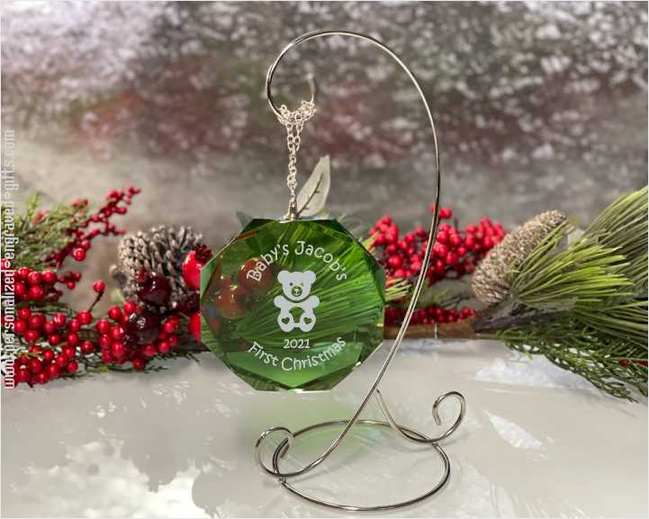 COR31 Custom Etched Handmade Crystal Ornaments Personalized Family Christmas Ornament