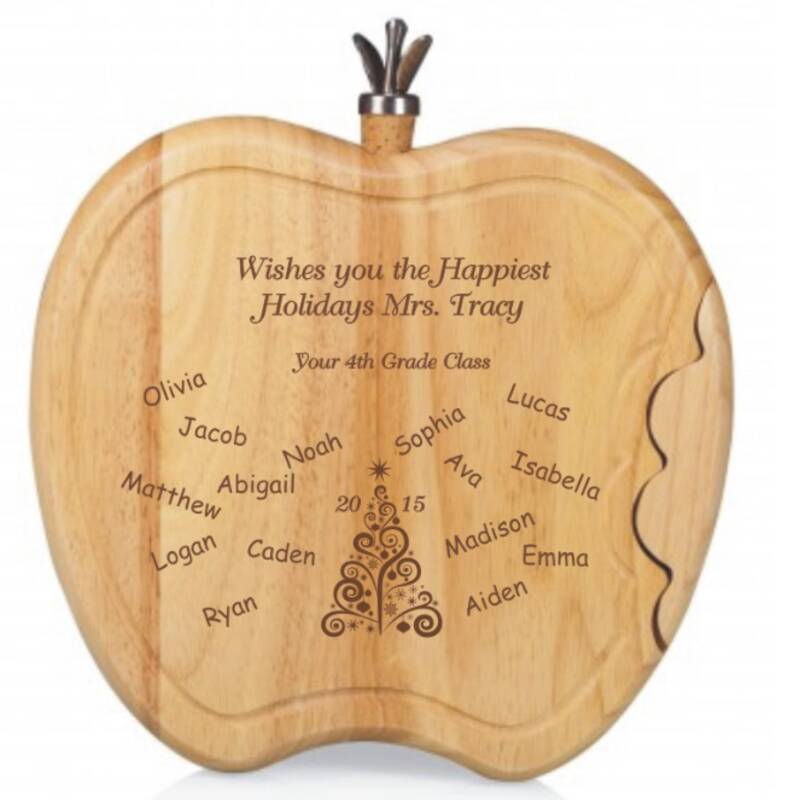 Personalized Laser Engraved Cheese Boards Apple Shaped - Teacher Appreciation