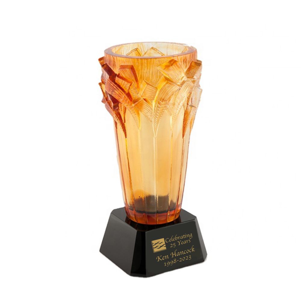 Personalized Liuli Crystal Vase Golden Emmer