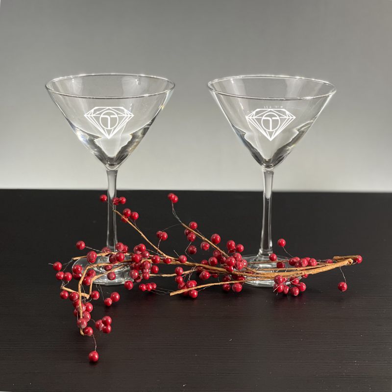 Personalized Martini Glasses Set of 2- Lemon Drop