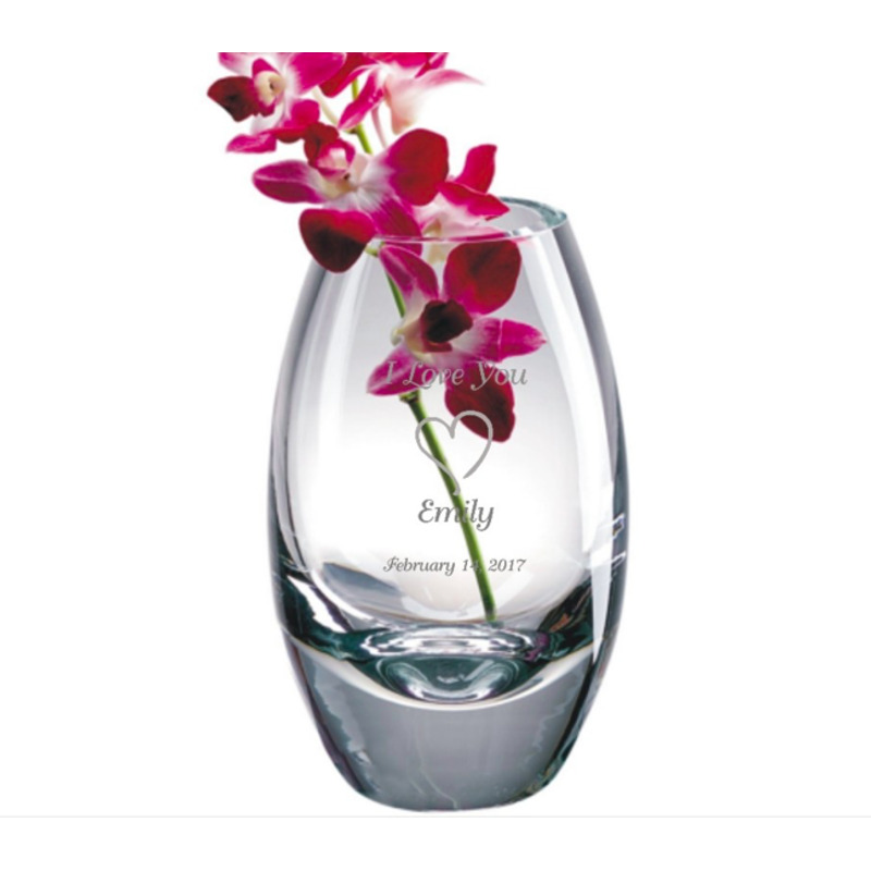 Personalized Mouth Blown Heavy Crystal Vase Lucent