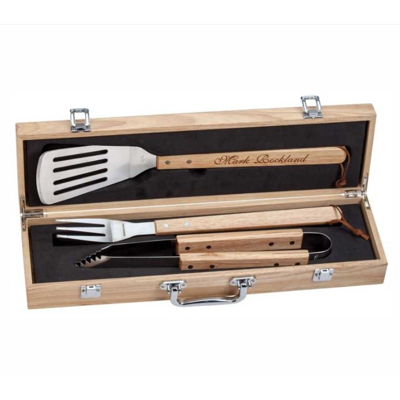 Personalized Oak BBQ Grill Master Gift Set