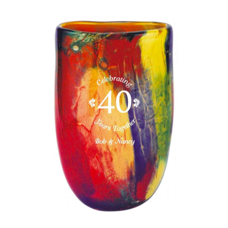 Personalized Phoenix Oval Art Glass Vase