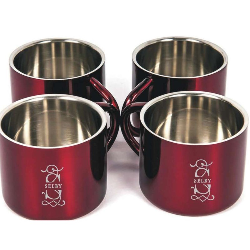 Personalized Red Stainless Steel Espresso Shot Glasses