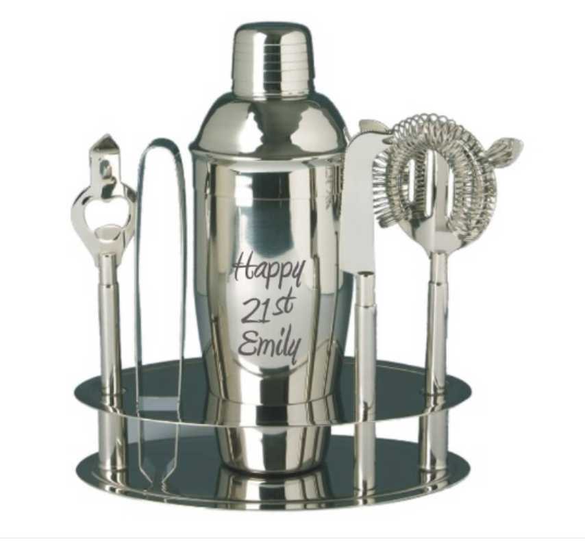 Personalized Stainless Steel Cocktail Shaker Bar Set