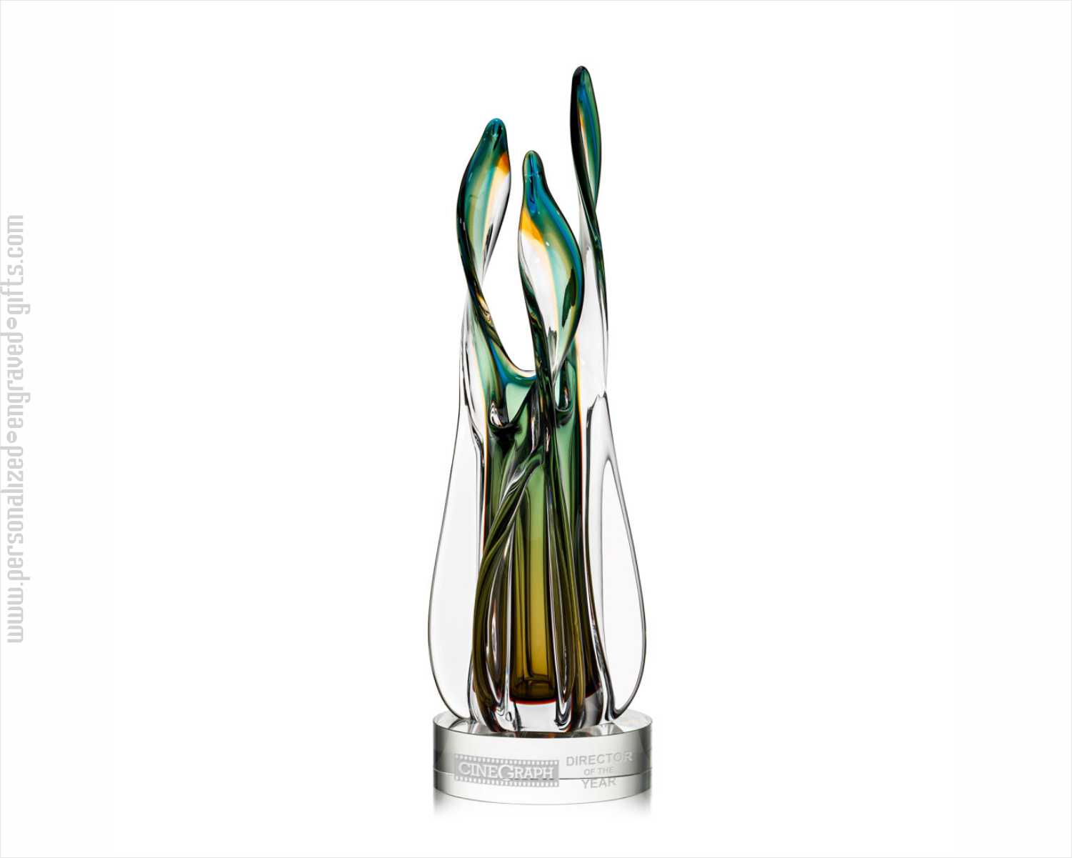 Personalized Tall Art Glass Centerpiece Award Pompeo