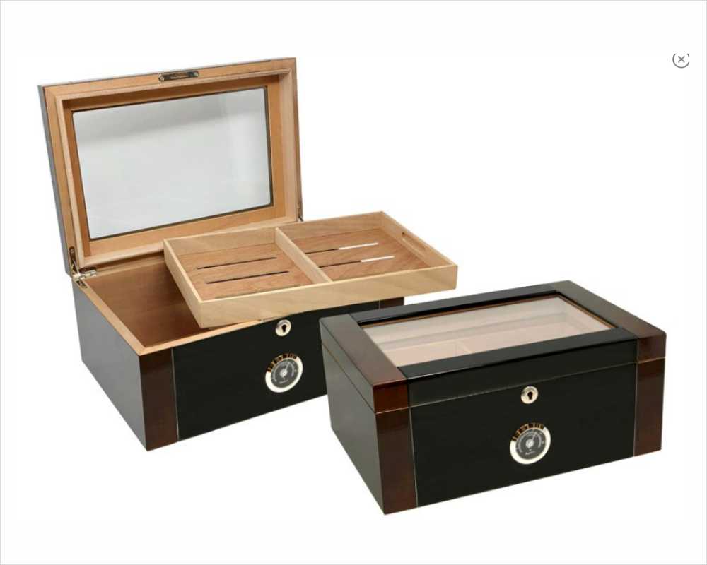 Personalized Two Tone Mahogany and Black Lacquer Finish Humidor- Balthazar
