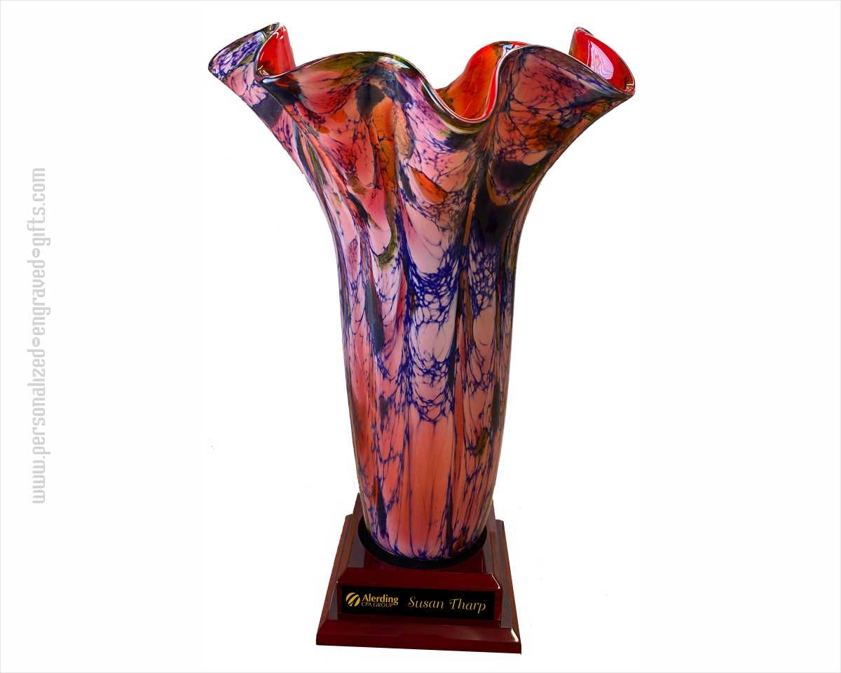 Enchanting Murano Red Impressionist Art Glass Vase - Sisley