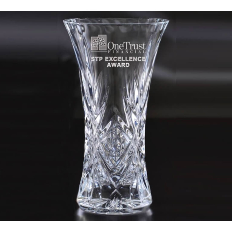 Pineapple Cut Glass Vase Designed for Engraving