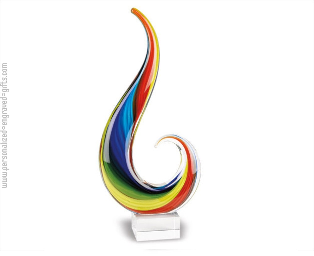 Rainbow Colored Art Glass Flame Award