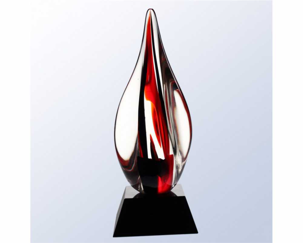 Reflective Black and Red Sleek Glass Award - Vinny
