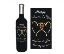 Engraved Wine Bottles - Rhinestone Hearts