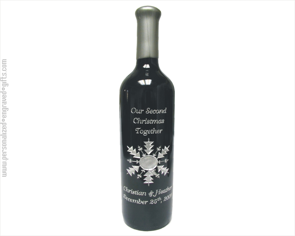 Custom Engraved Wine Bottles - Snowflake