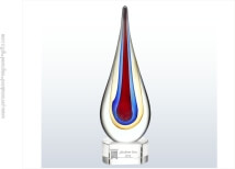 Colorful Engraved Yellow, Blue & Red Teardrop Award