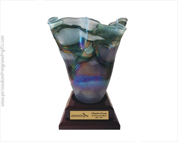 Personalized Textured Art Glass Vase on Base - Bella