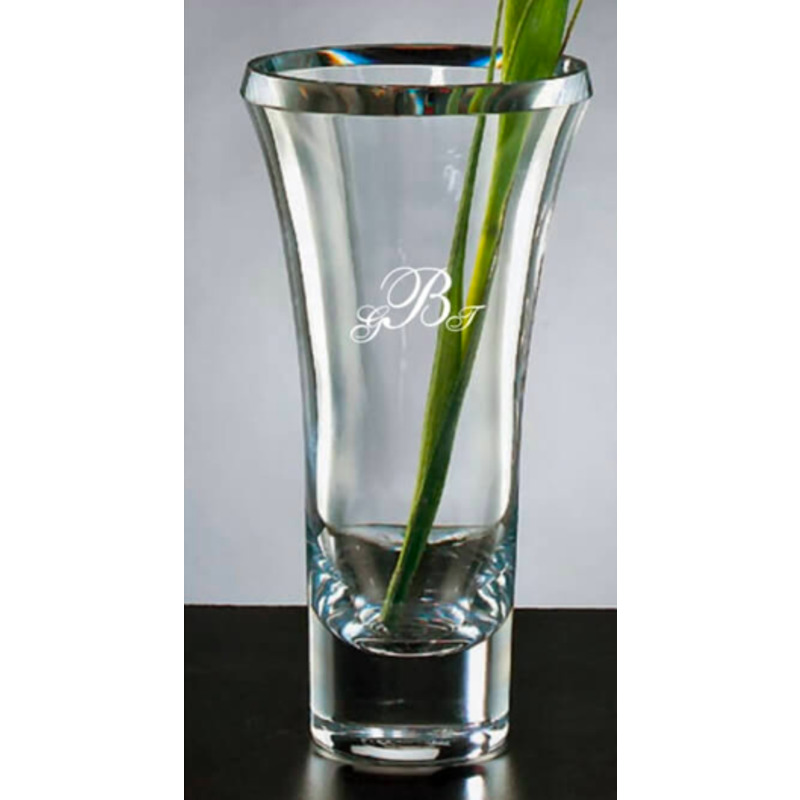 Thick Beveled 11 inch Glass Vase a Classic Beauty