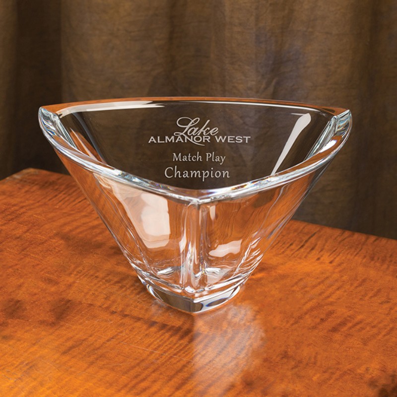 Triangle Deep Etched Crystal Bowl