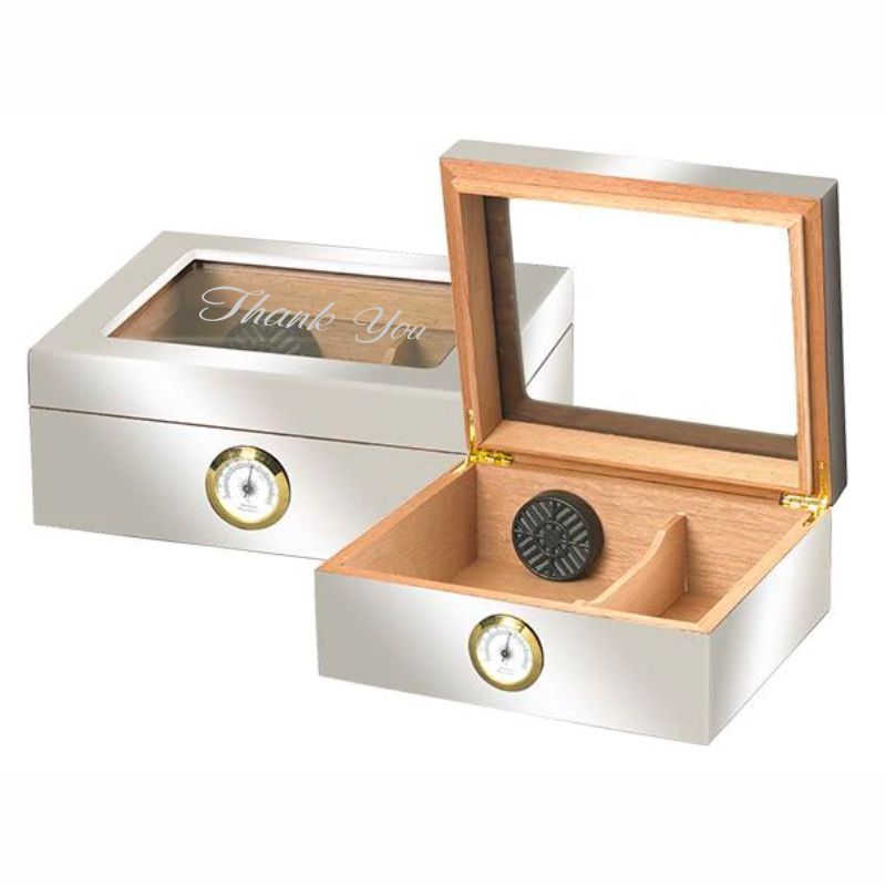 White Humidor with Glass Lid Personalized your Best Man