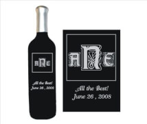 Engraved Wine Bottles - Monograms - Art Deco