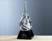 Black & White Art Glass Teardrop Award Deep Etched