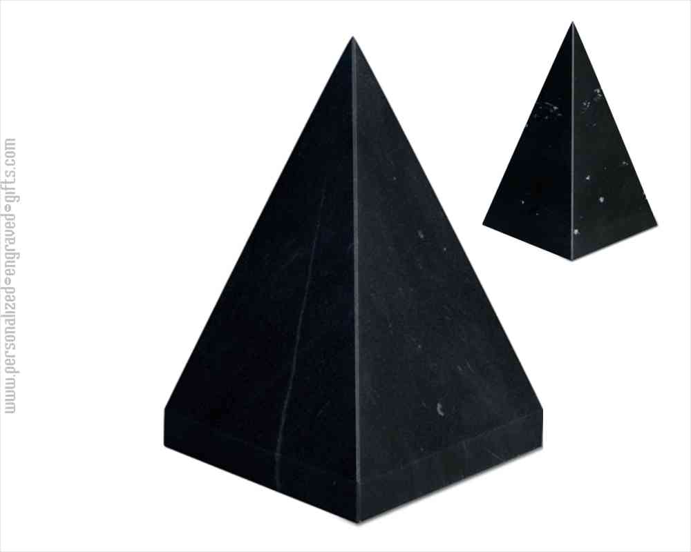 Custom Engraved Jet Black Marble Pyramids