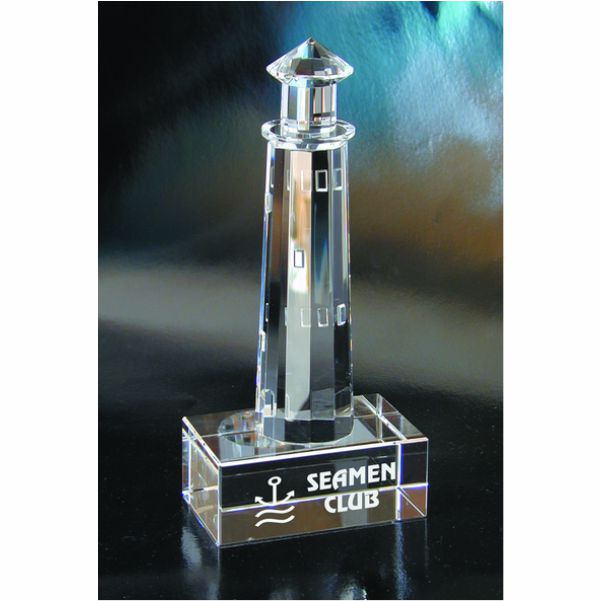 8 Inch Crystal Lighthouse with Crystal Base, The Barnegat