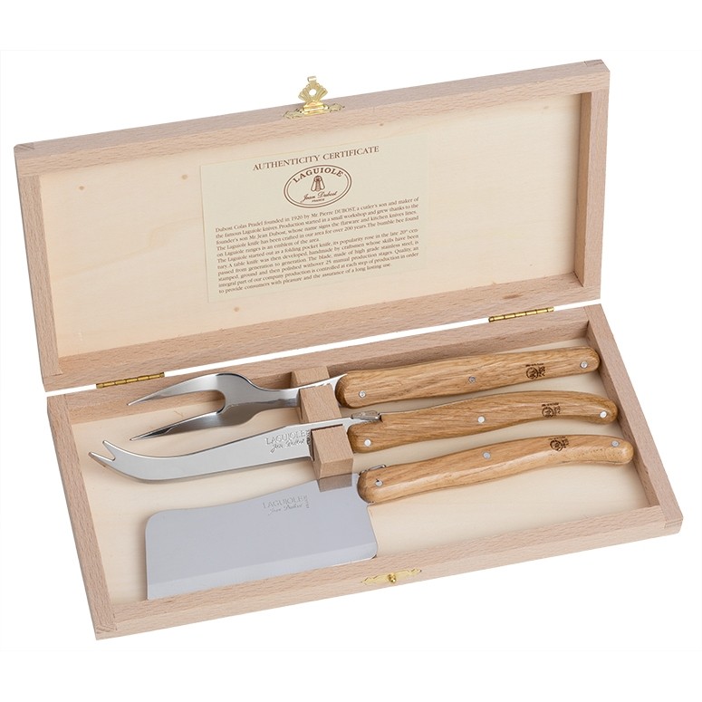 Laguiole Cheese Cutlery Gift Set With Oak Handles