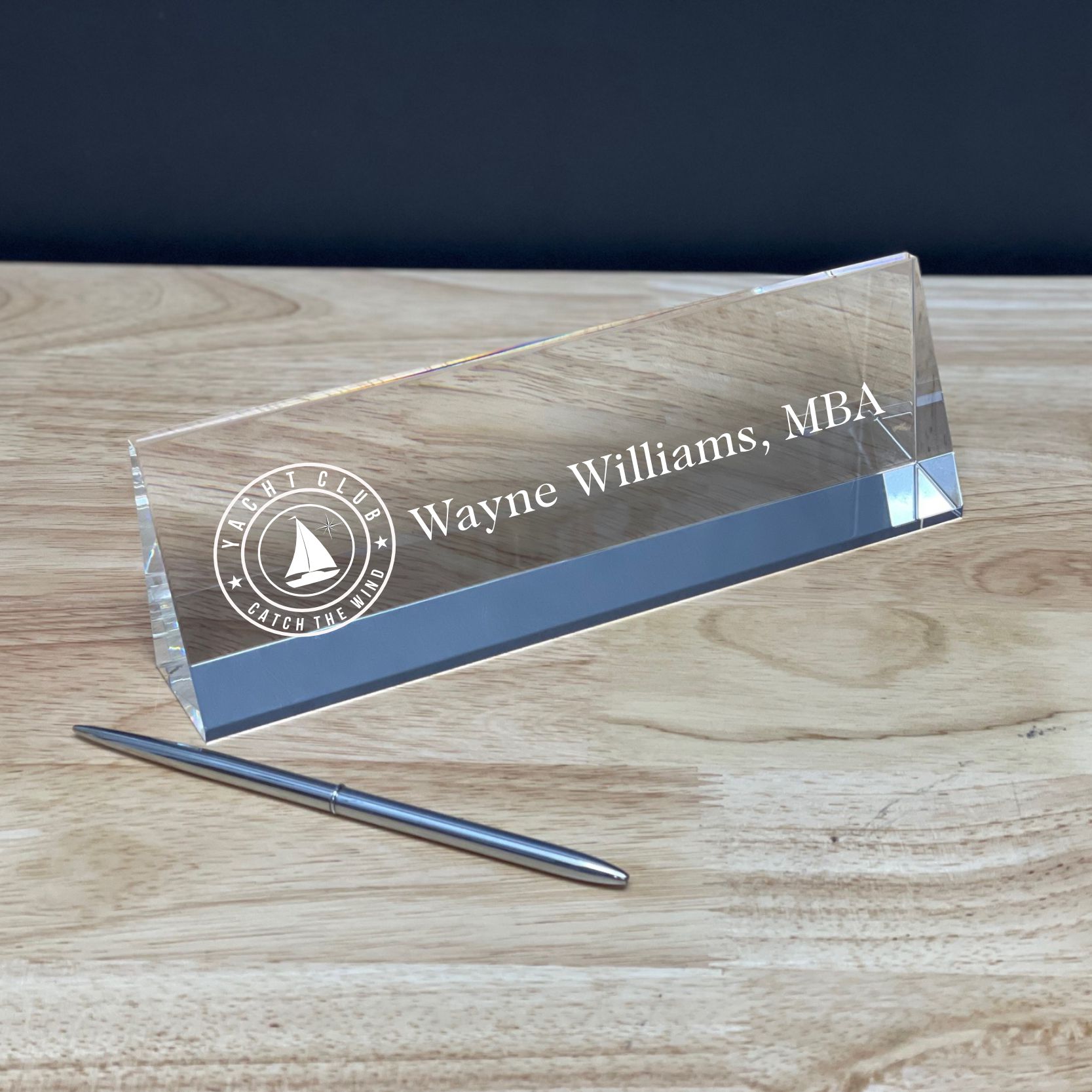 Engraved Classic Crystal Name Plates for your Desk The MBA