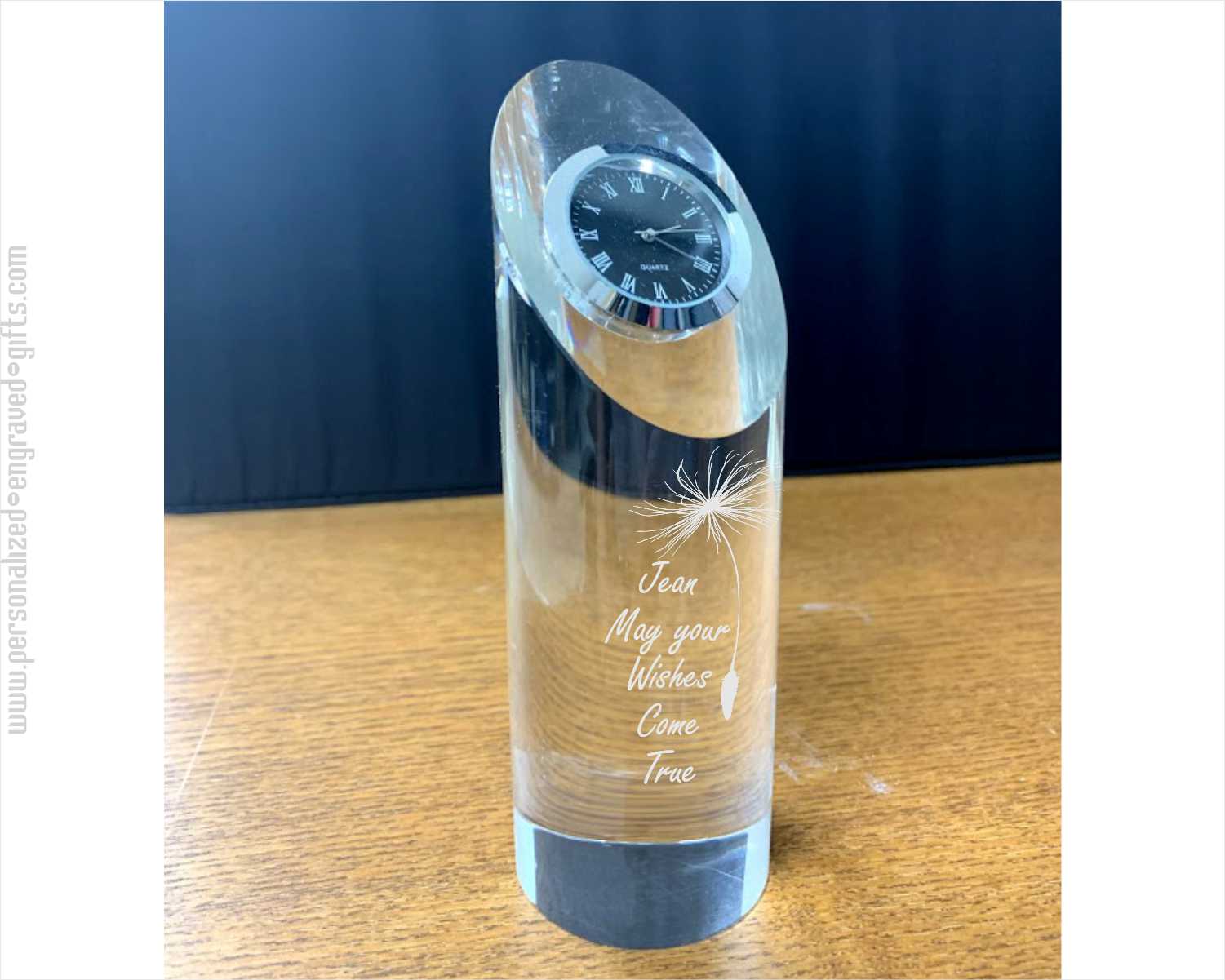 Engraved Crystal Architectural Lipstick Clock Award