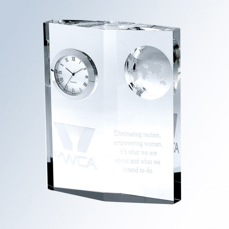 Personalized Crystal Globe Clock - Anna