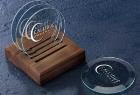 Personalized Glass Coaster Set with Wooden Stand - Paloma
