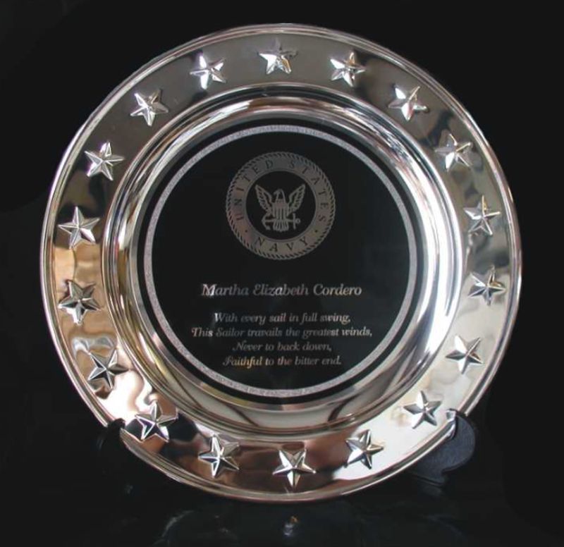 Engraved Silver Plated Presentation Plates with Stars