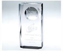 Engraved Cyrstal Globe Column Award