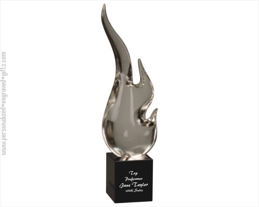 Custom Engraved Brilliant Crystal Flame Award
