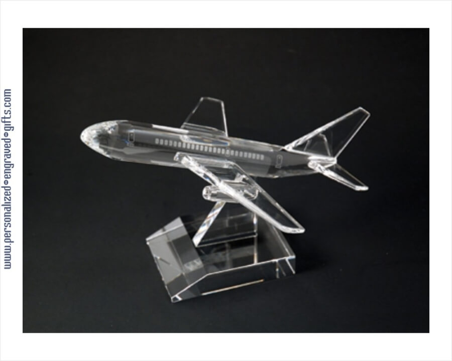 Engraved Crystal Jet Airplane Award