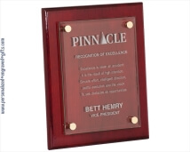 Engraved Rosewood Piano Finish Plaque with Floating Glass
