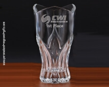 Fleur-de-lis Styled Engraved Glass Vase