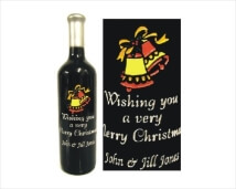Custom Engraved Wine Bottles - Holiday Bells