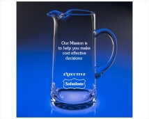 Engraved Large Glass Tankard Pitcher
