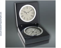Engraved Timepiece with Compass in Black Piano Finished Case