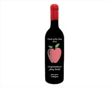 Engraved Wine Bottle - With Apple Design