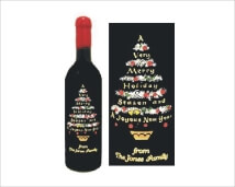 Custom Engraved Wine Bottles - Christmas Tree II