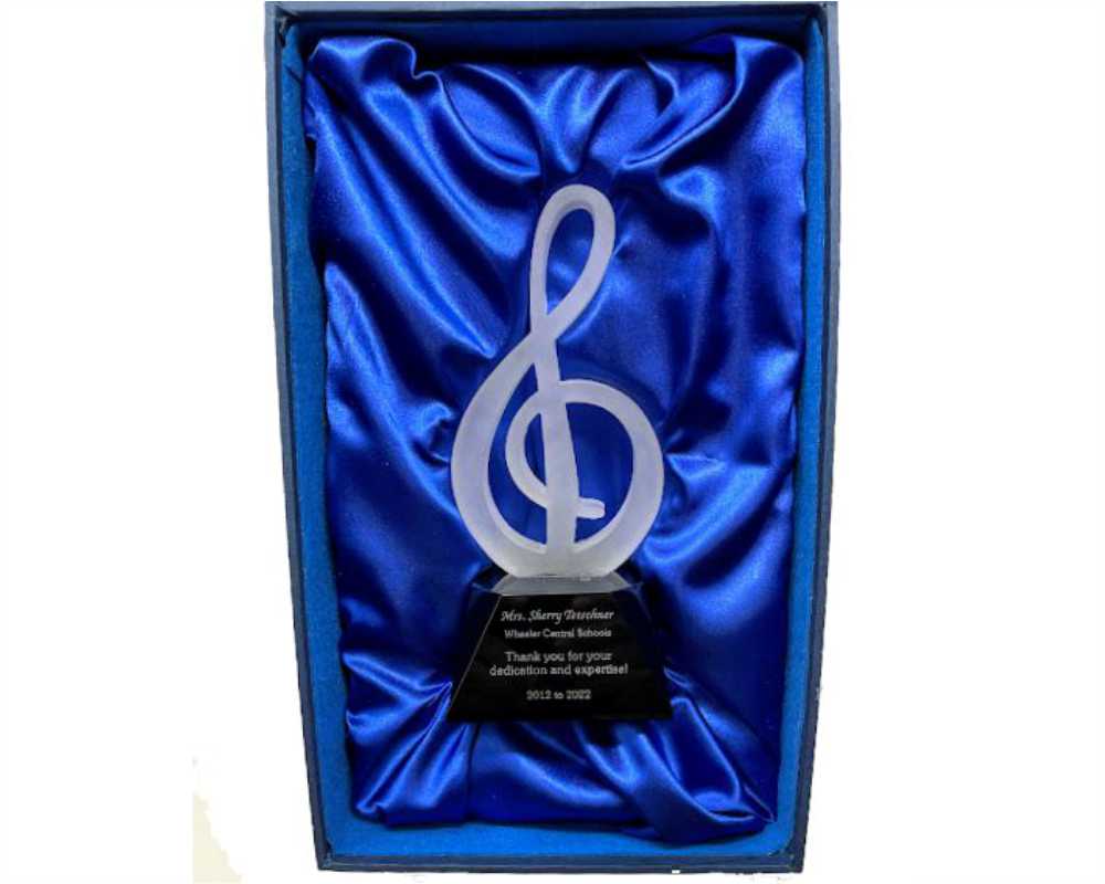 Engraved Treble Clef Music Award on  Black Base