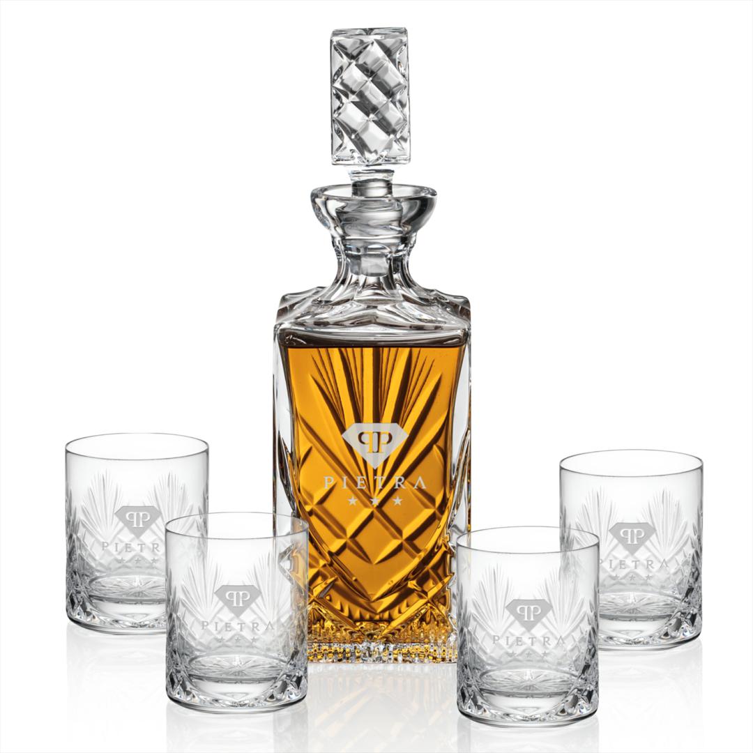 Lead Crystal Decanter Set with Glasses - Primo Superb