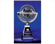 Engraved Crystal Rotating Globe Award