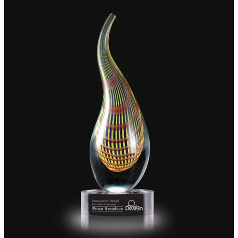 Stunning Art Glass Geometric Flame Award Sovran