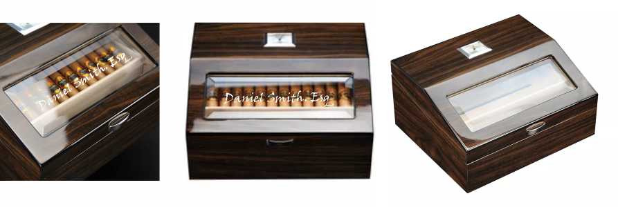custom engraved humidor with glass top 3 different views