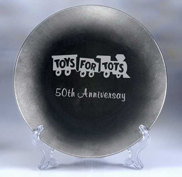 Personalized Engraved Silver Anniversary Plate with company logo